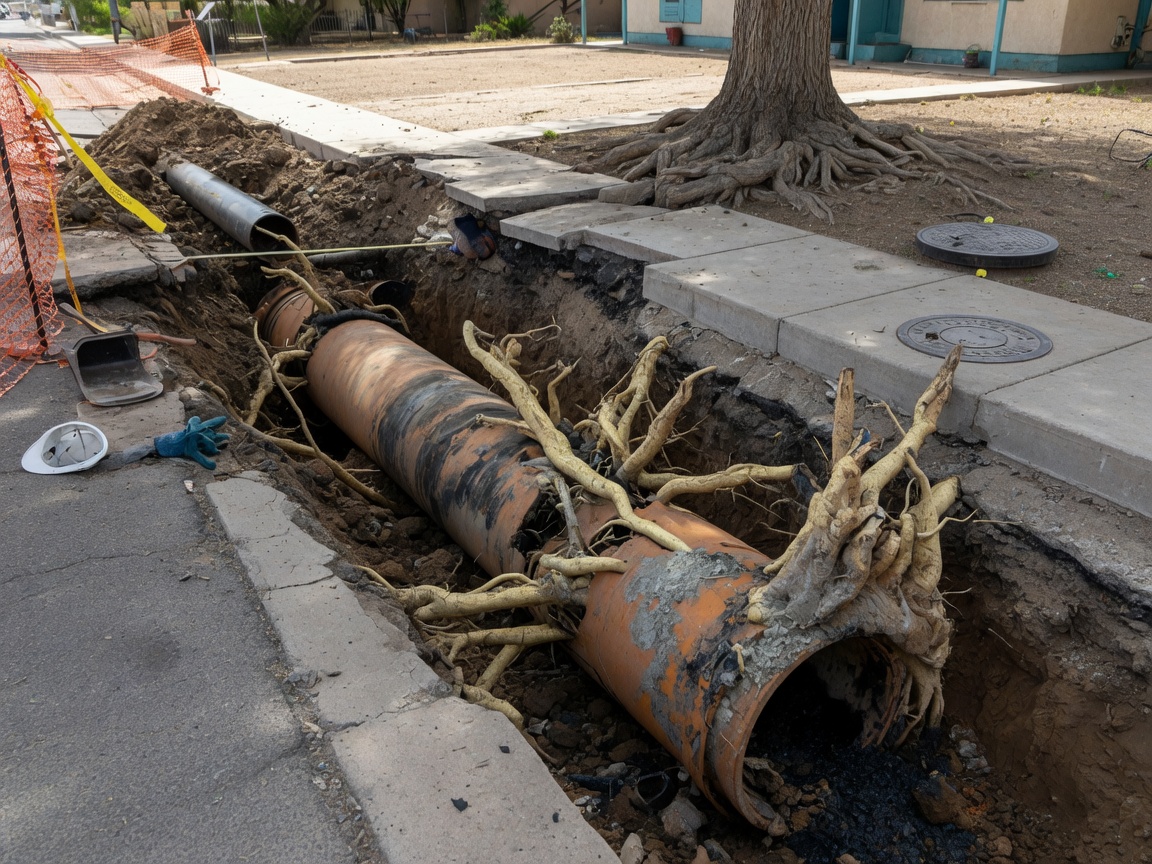Signs of Tree Root Intrusion in Mesa Sewer Lines